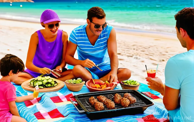 알바니아에서 해변 바비큐 즐기기 - **Prompt 1: Sunset Zgara Feast on the Albanian Riviera**
    "A vibrant and warm image of a group of...
