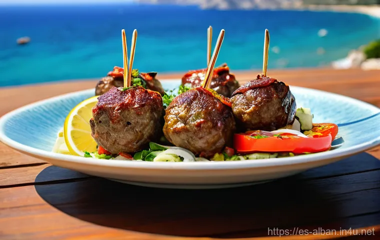 알바니아에서 해변 바비큐 즐기기 - **Prompt 1: Sunset Zgara Feast on the Albanian Riviera**
    "A vibrant and warm image of a group of...