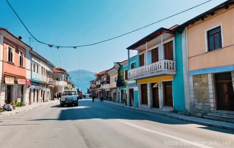 알바니아 내전 역사 - A somber and tense street scene in an Albanian city in early