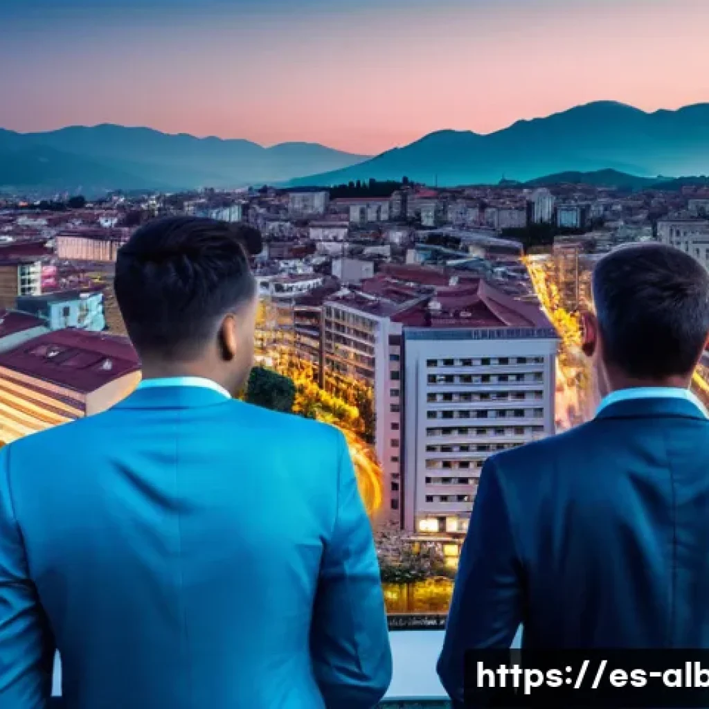 알바니아 회사 설립 방법 - **Prompt: "Dynamic cityscape of Tirana, Albania, at dusk, showcasing modern skyscrapers and bustling...